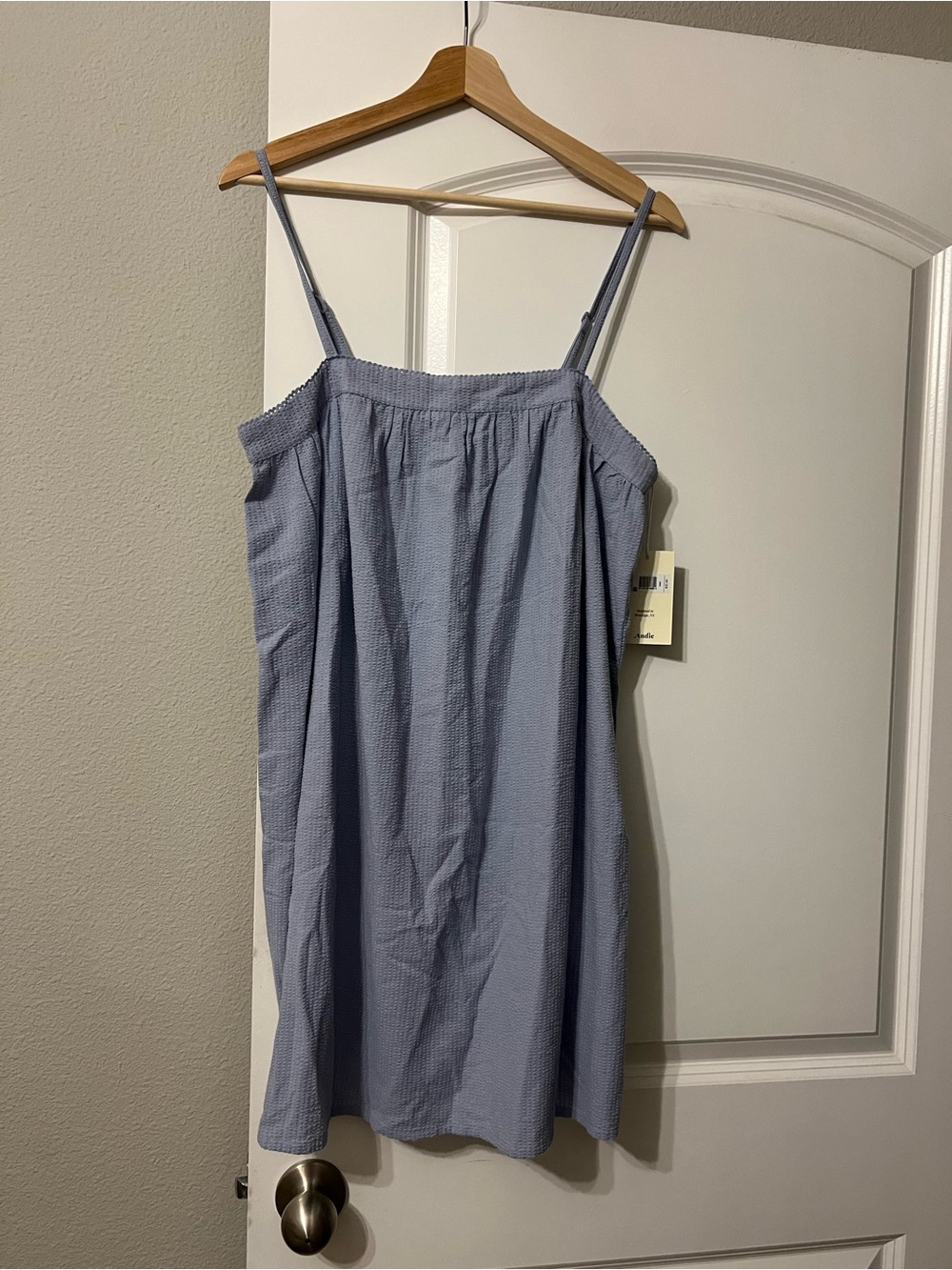 Andie Light Blue Seersucker Dress—NWT